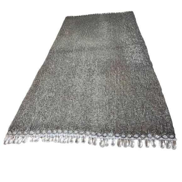 Vintage Heavy Beaded Table Runner Dining Decor 30”x 14 1/2” Bronze Gold Beading - Picture 3 of 16